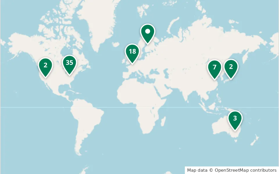 World map with pins where HLRCC specialists are listed